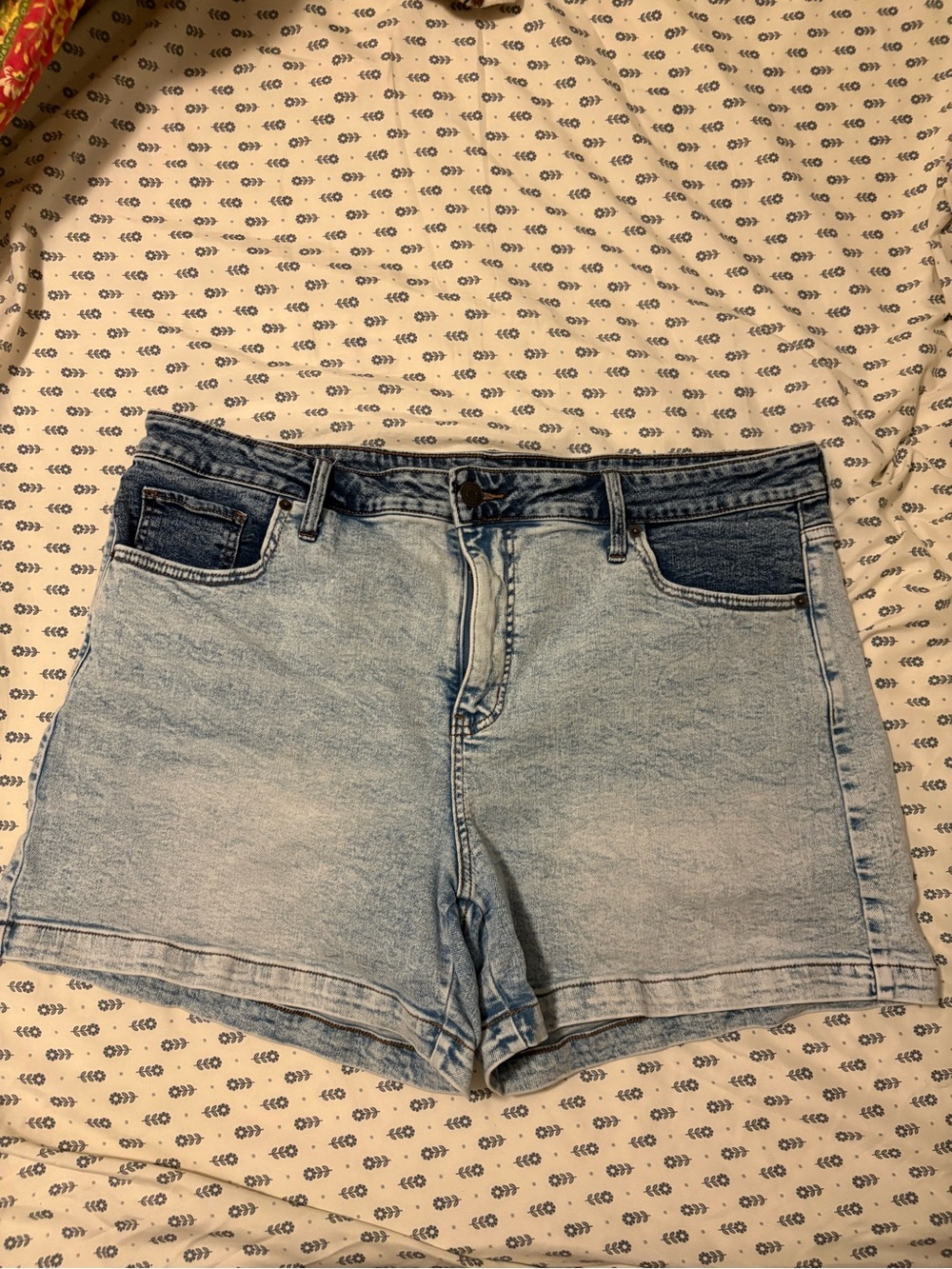 Terra & Sky Two-Tone Light Blue Denim Shorts
